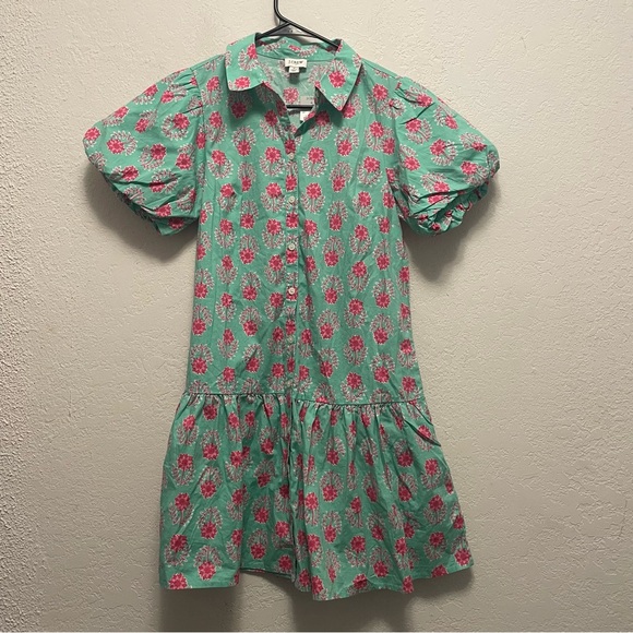 J. Crew Factory Bubble Sleeve Mini Dress in Bright Spearmint Tulip Size 8 NEW - Picture 3 of 6